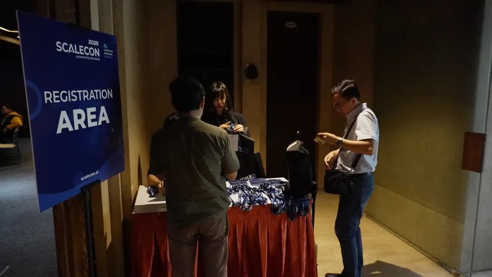 Attendees checking in at the SCALECON Jakarta 2025 registration area